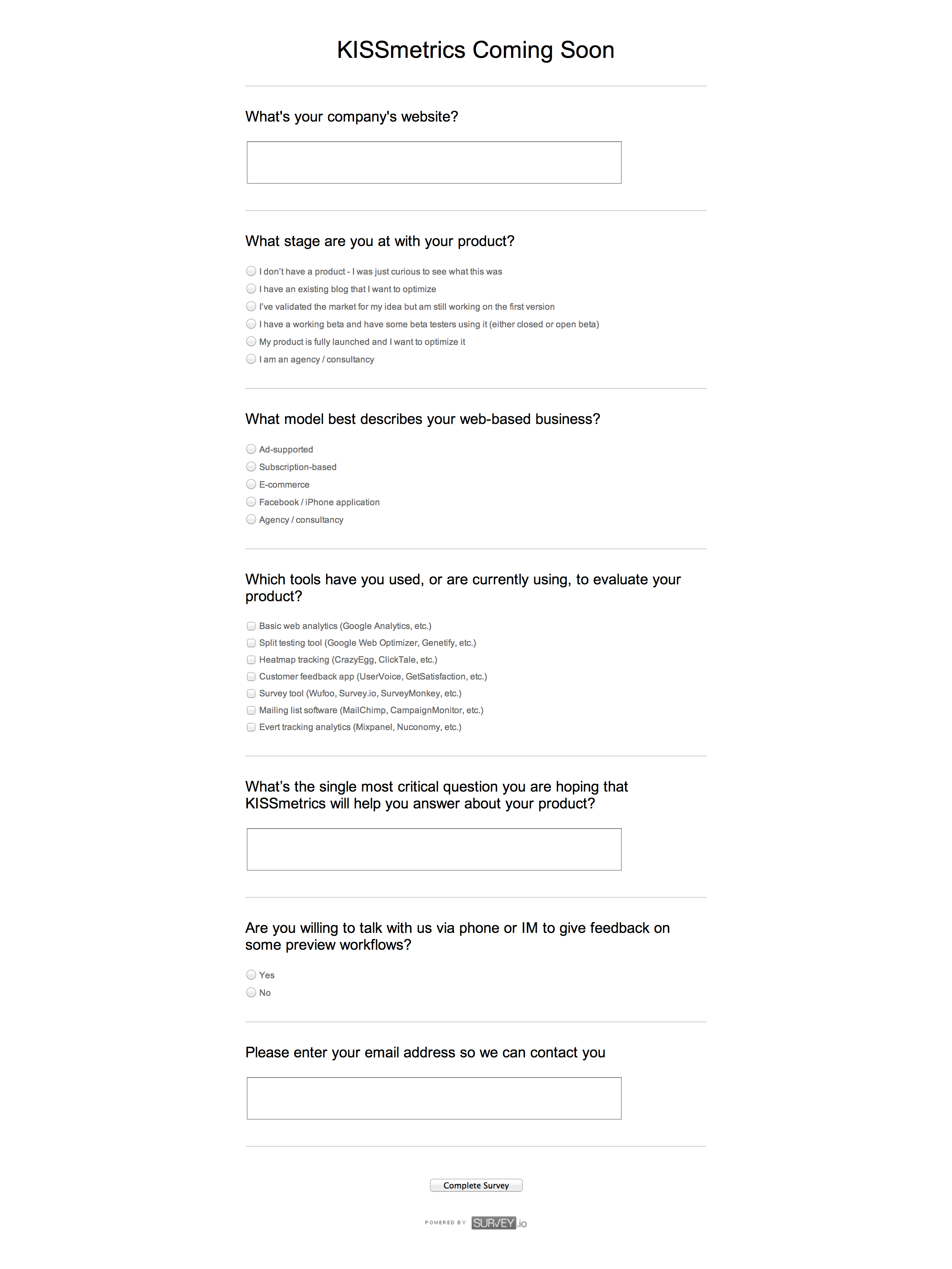 KISSmetrics survey